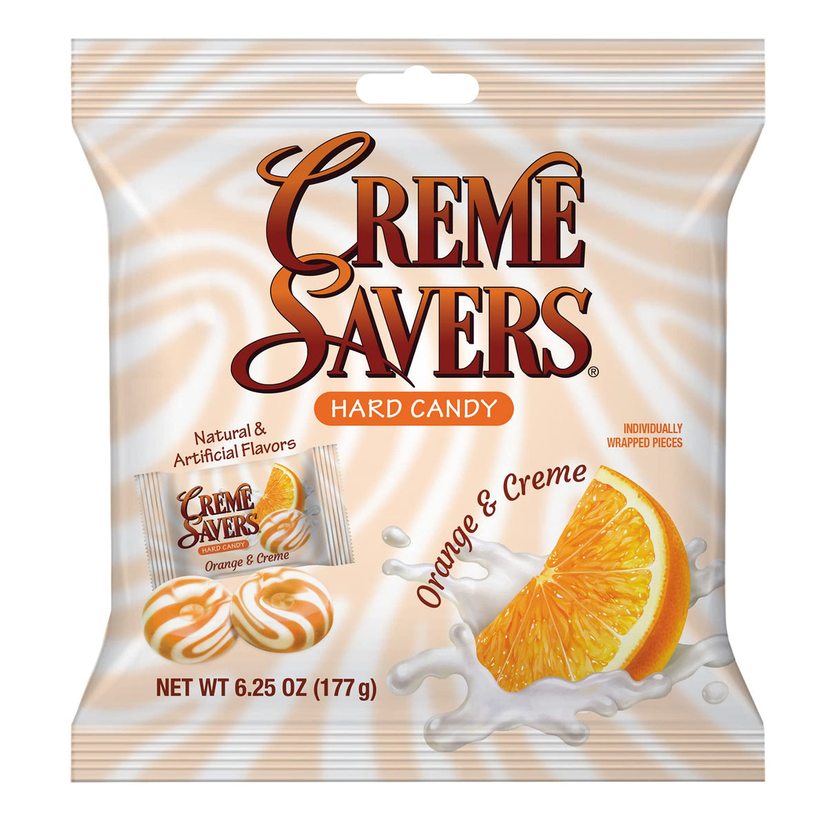 Creme Savers orange creme candy bag, convenient snack for sharing.