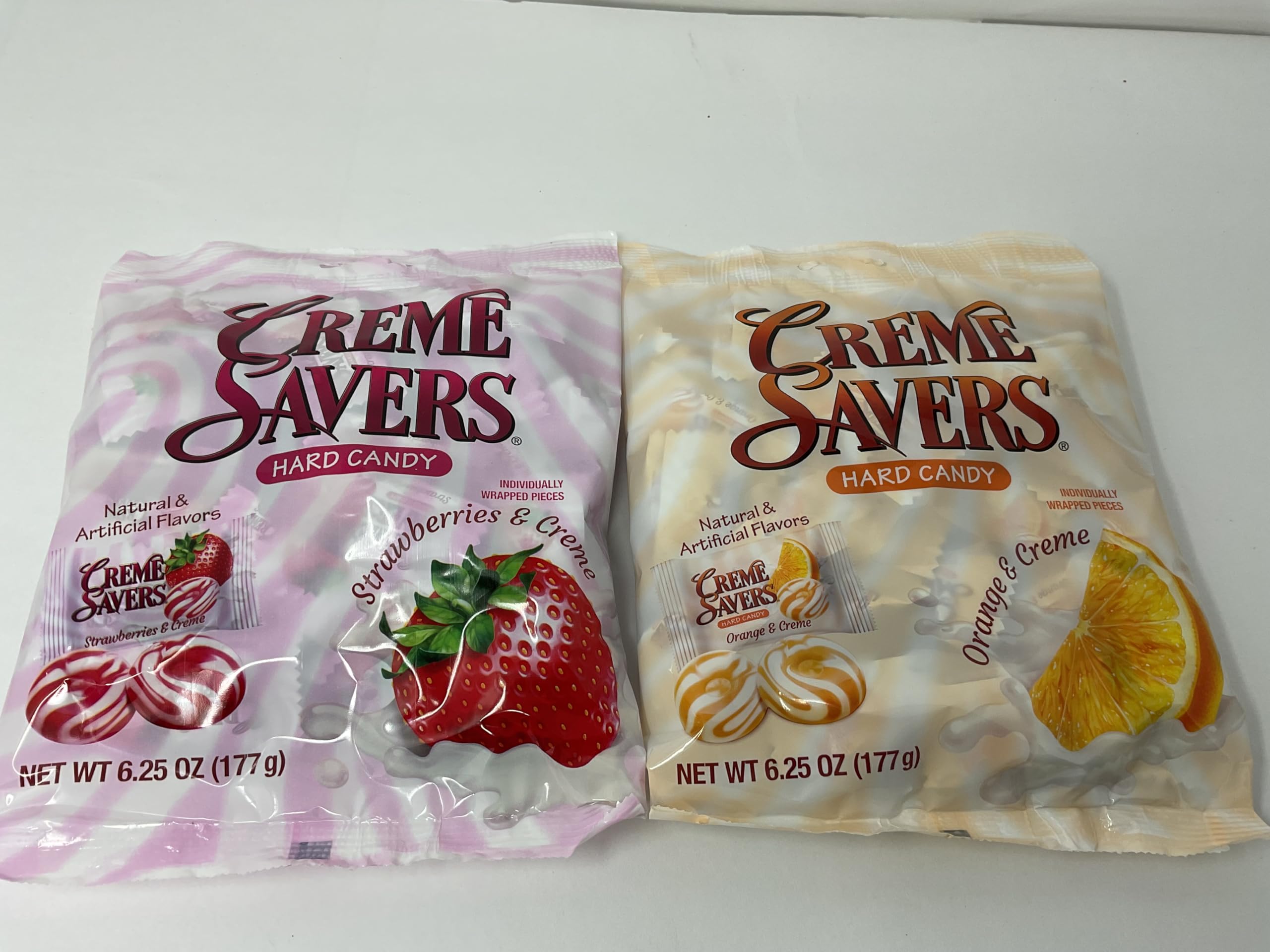 Crème Savers strawberries and creme bag front with fruity aroma
