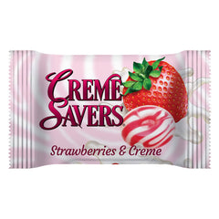 Crème Savers strawberries and creme candies displayed as a nostalgic treat collection.