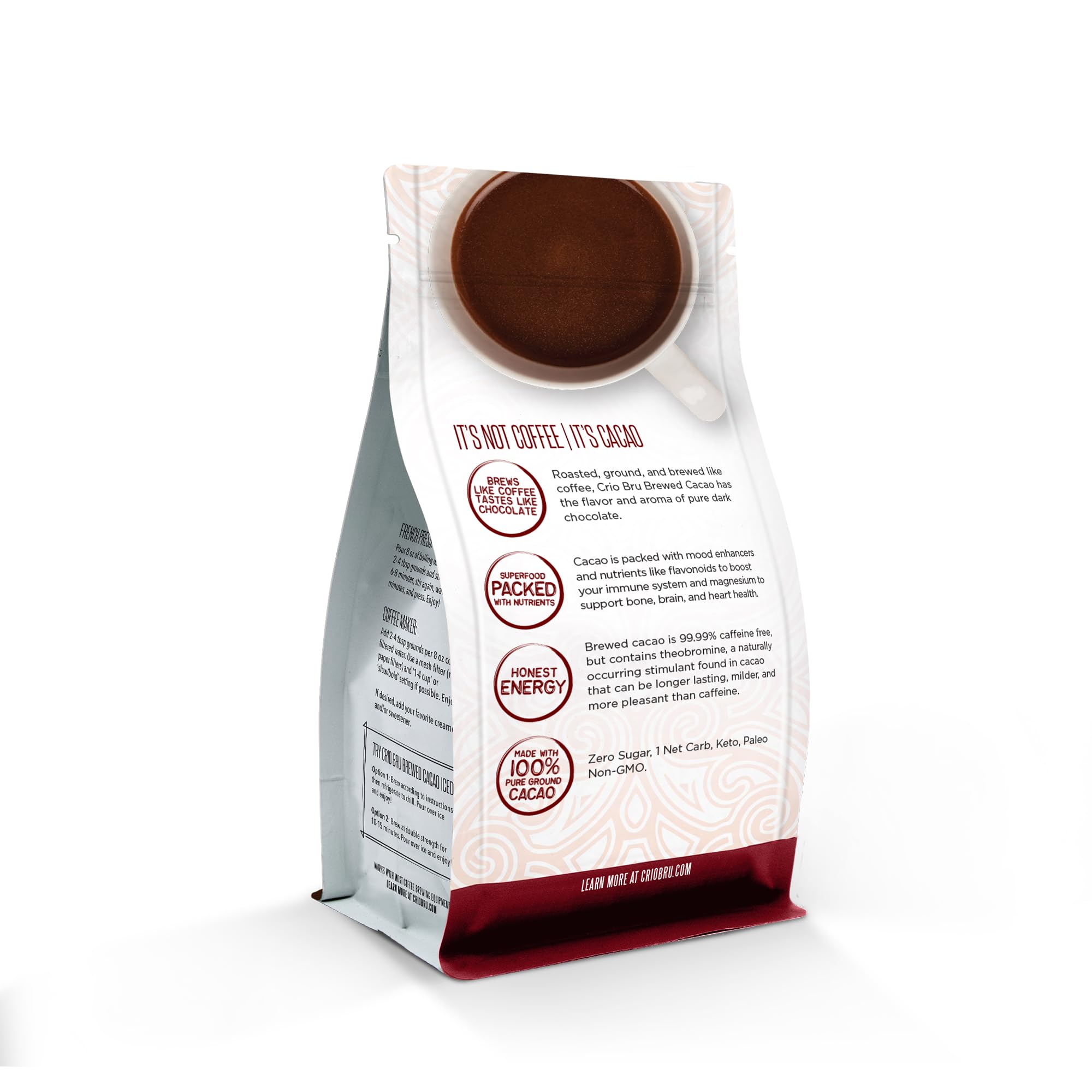 Brewing Crio Bru in a French press releasing deep chocolate aroma.