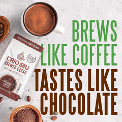 Cup of Crio Bru brewed cacao with low carbs and magnesium.