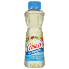 Crisco Pure Vegetable Oil 16oz bottle for versatile frying and baking.