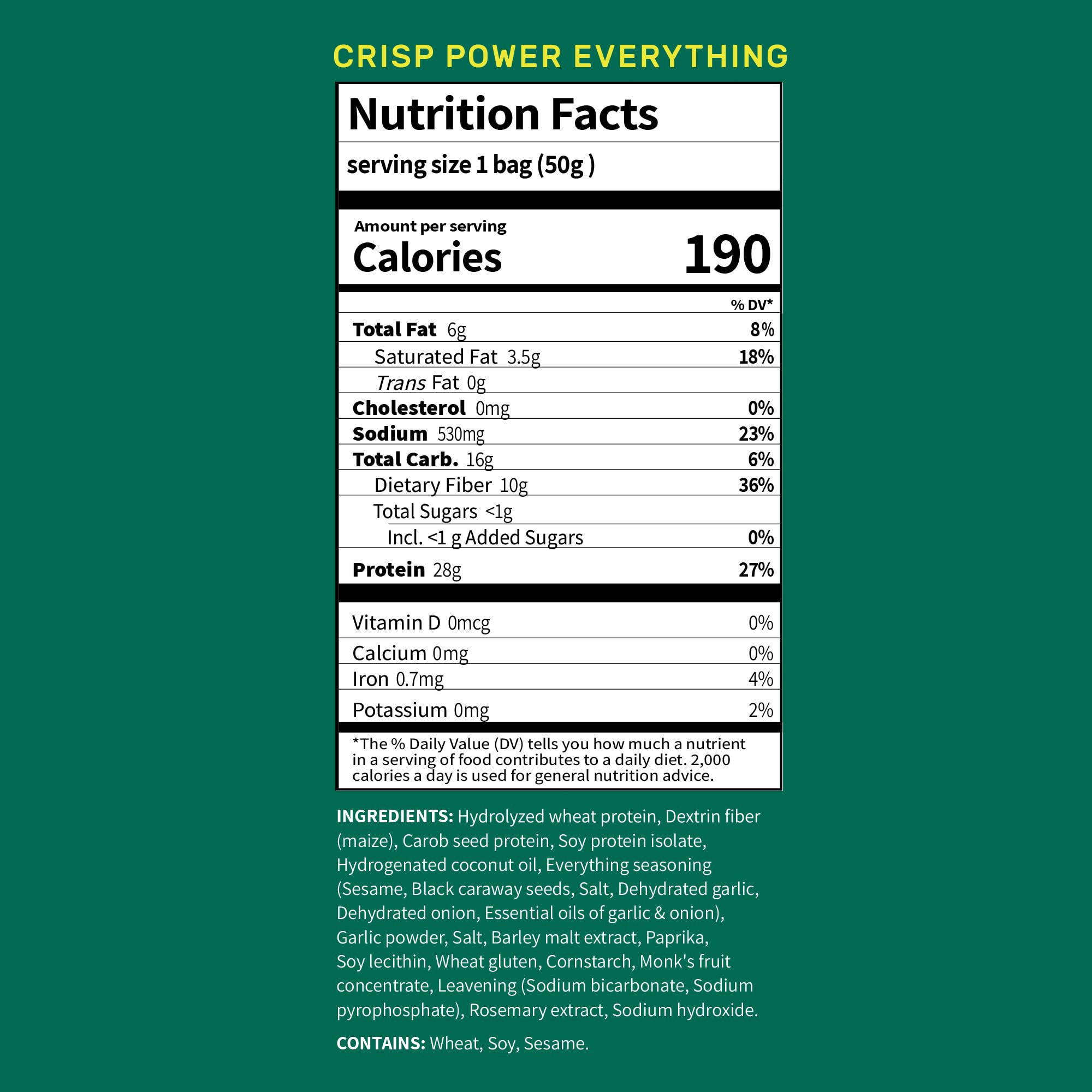 CRISP POWER Everything crunch close-up highlights savory texture and crunch appeal.