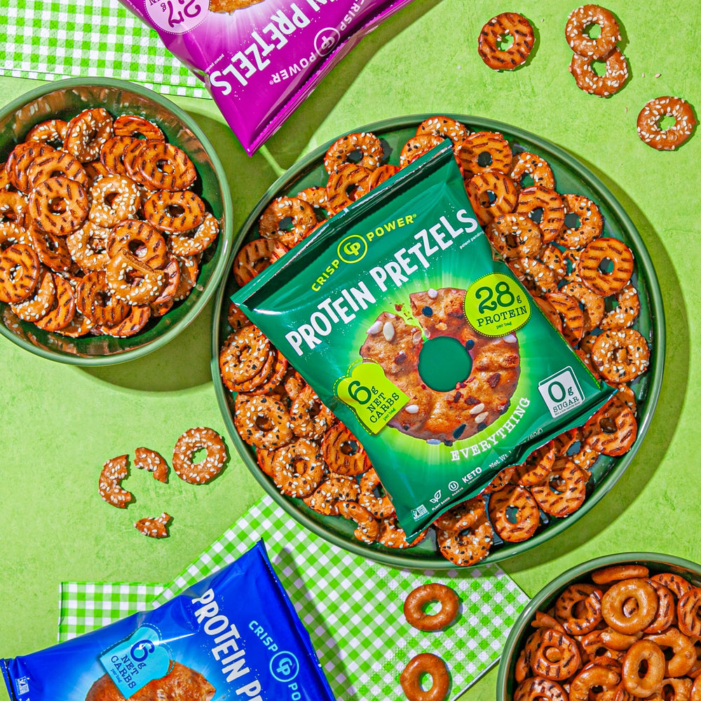 CRISP POWER Protein Pretzels 6-pack display ready to share