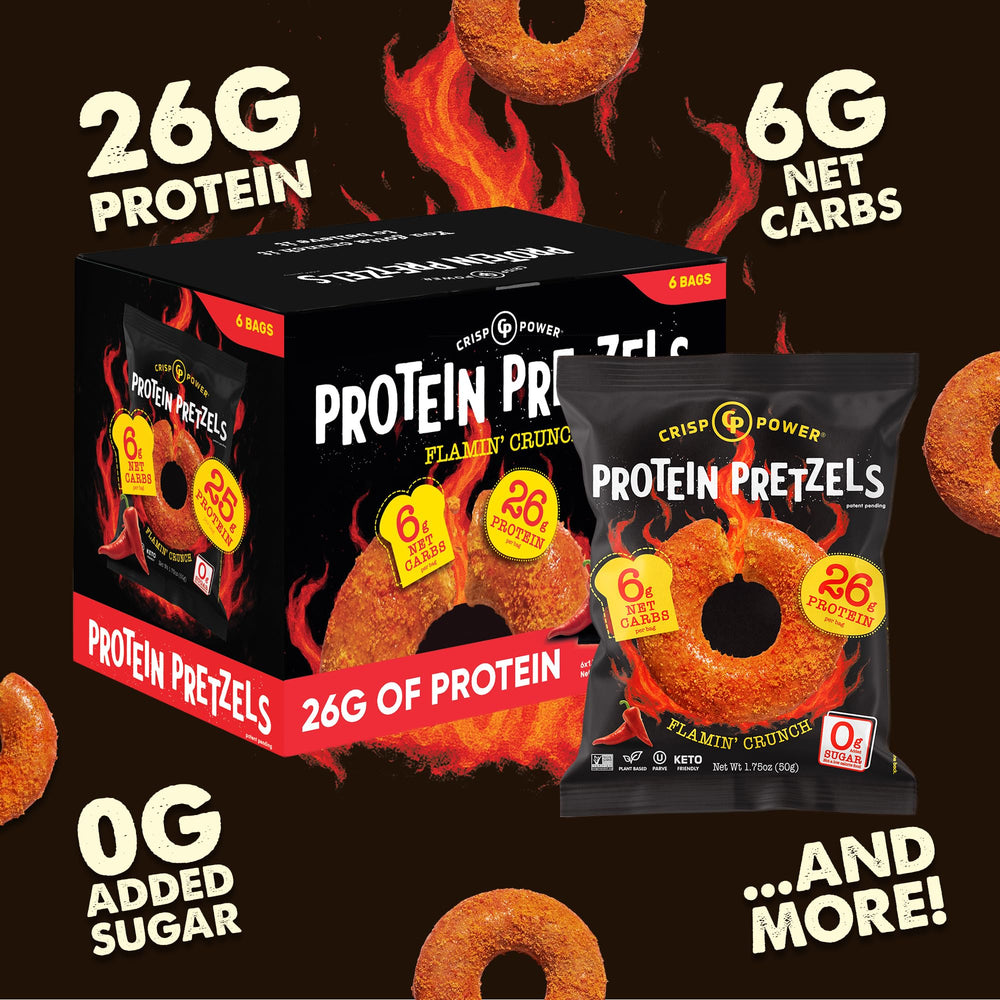 CRISP POWER Protein Pretzels oven-baked texture for a crunchy bite