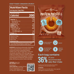 Close-up of CRISP POWER Cinnamon Crunch pretzels showing crisp texture