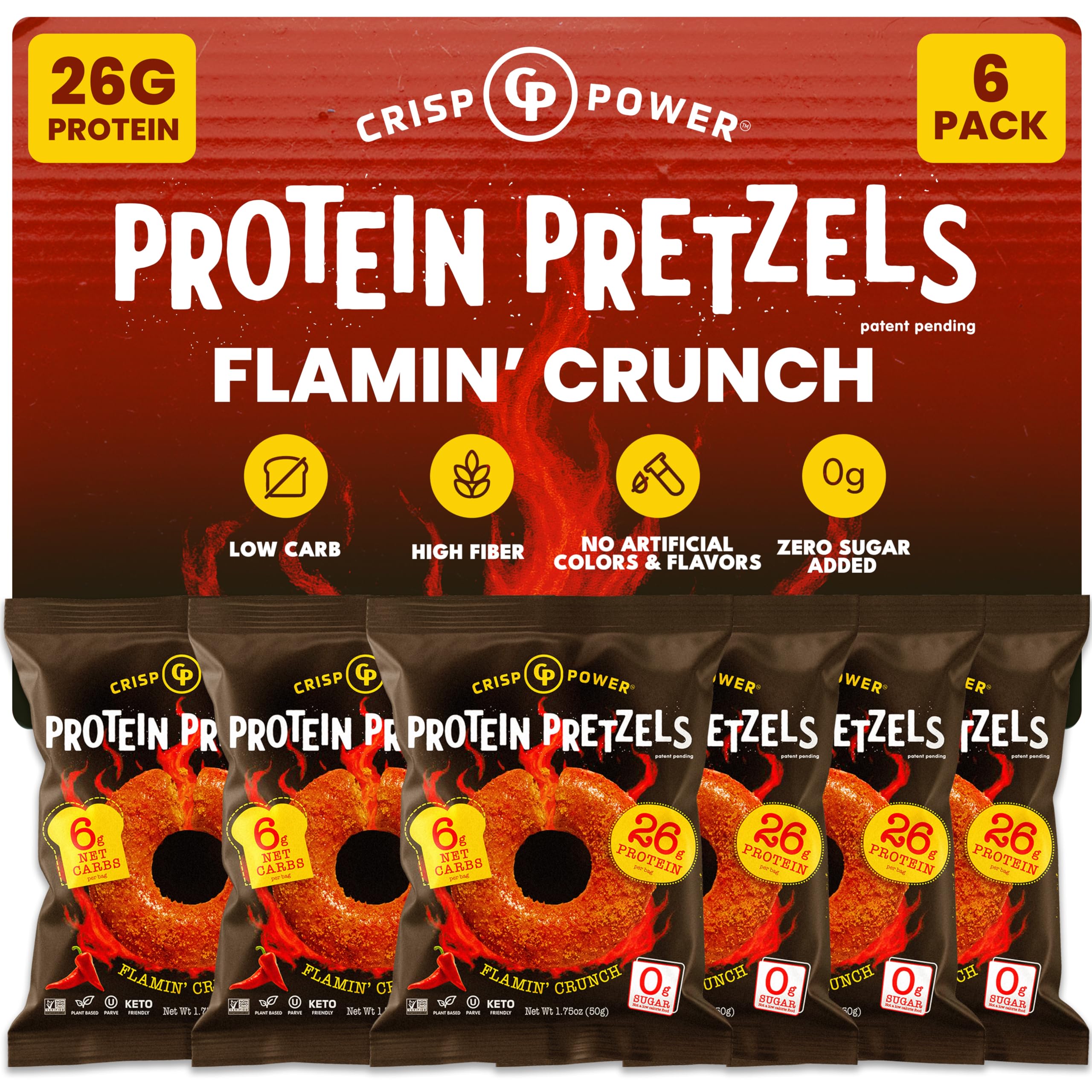 CRISP POWER Protein Pretzels crisp texture close-up for a protein snack