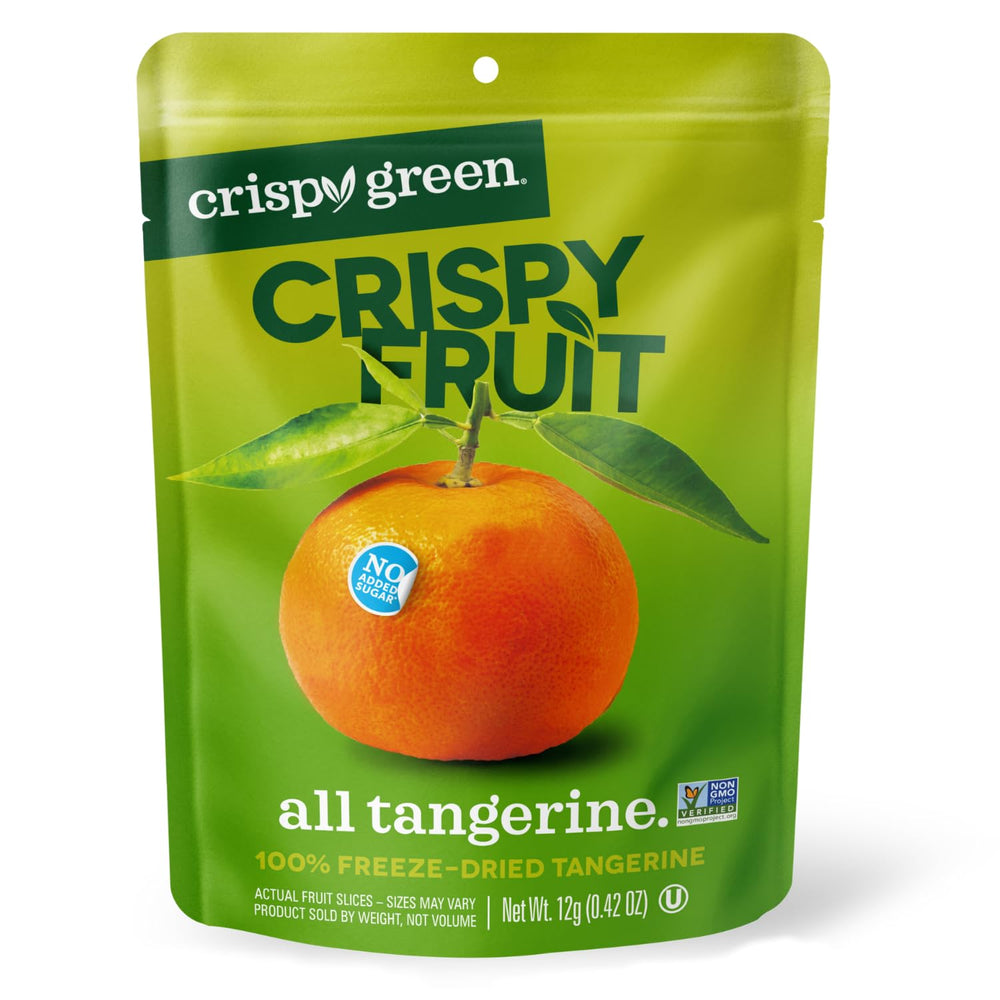 Crispy Green freeze-dried tangerines bag—crisp, natural snack for on-the-go.
