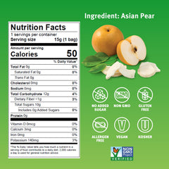 Crispy Green pear snack closeup highlighting light, crunchy texture and natural sweetness.