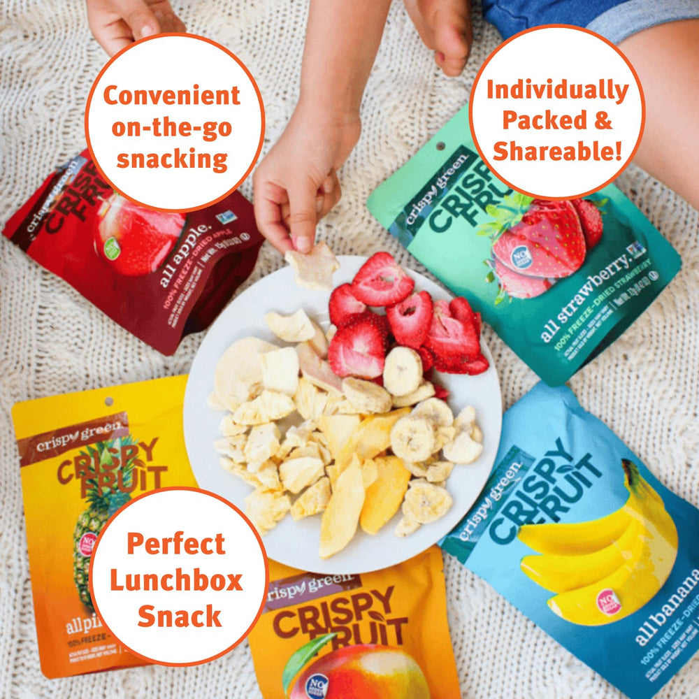 Crispy Green single-serve banana snack pack for lunches.
