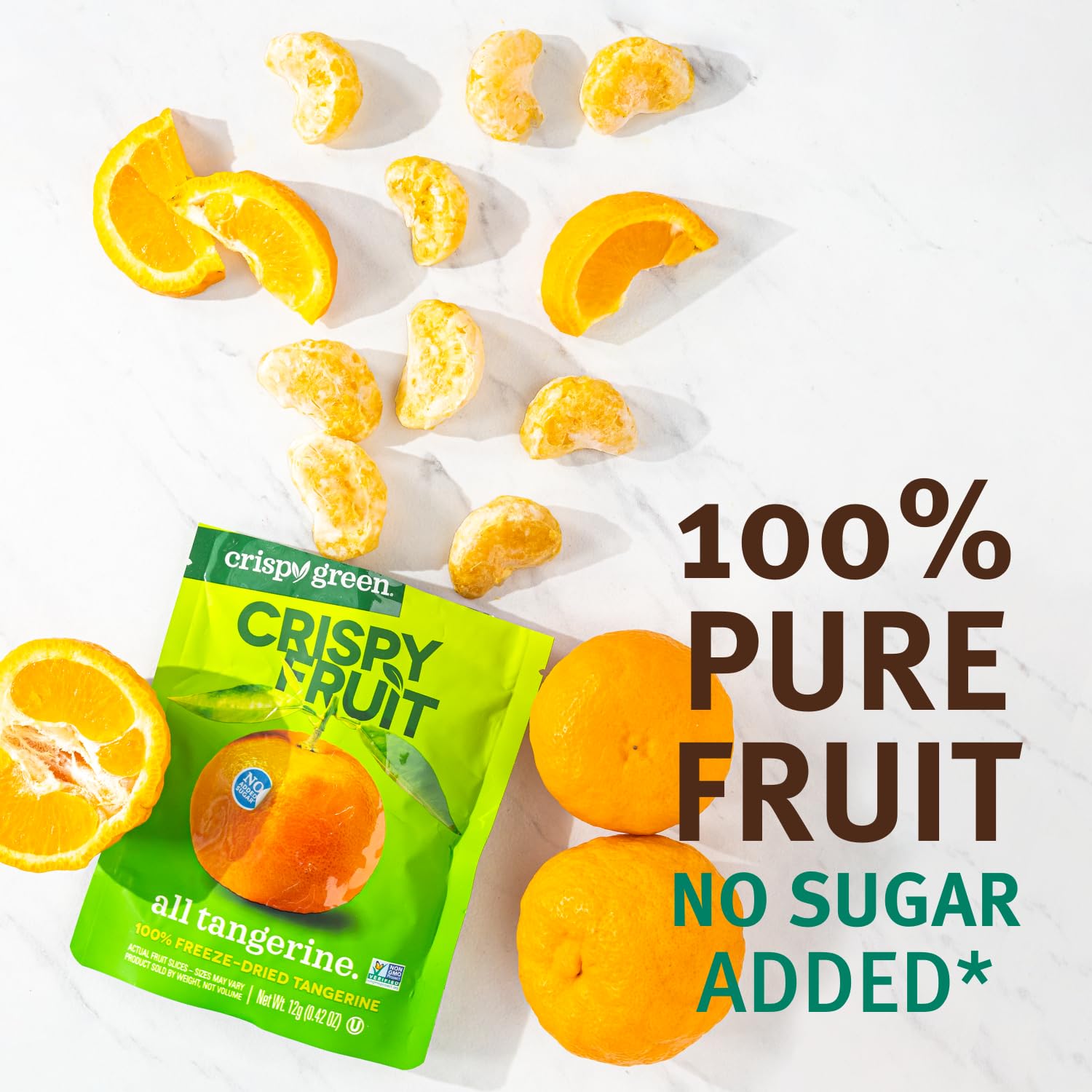 Crispy Green single-serve snack bags—perfect for lunchboxes and trips.