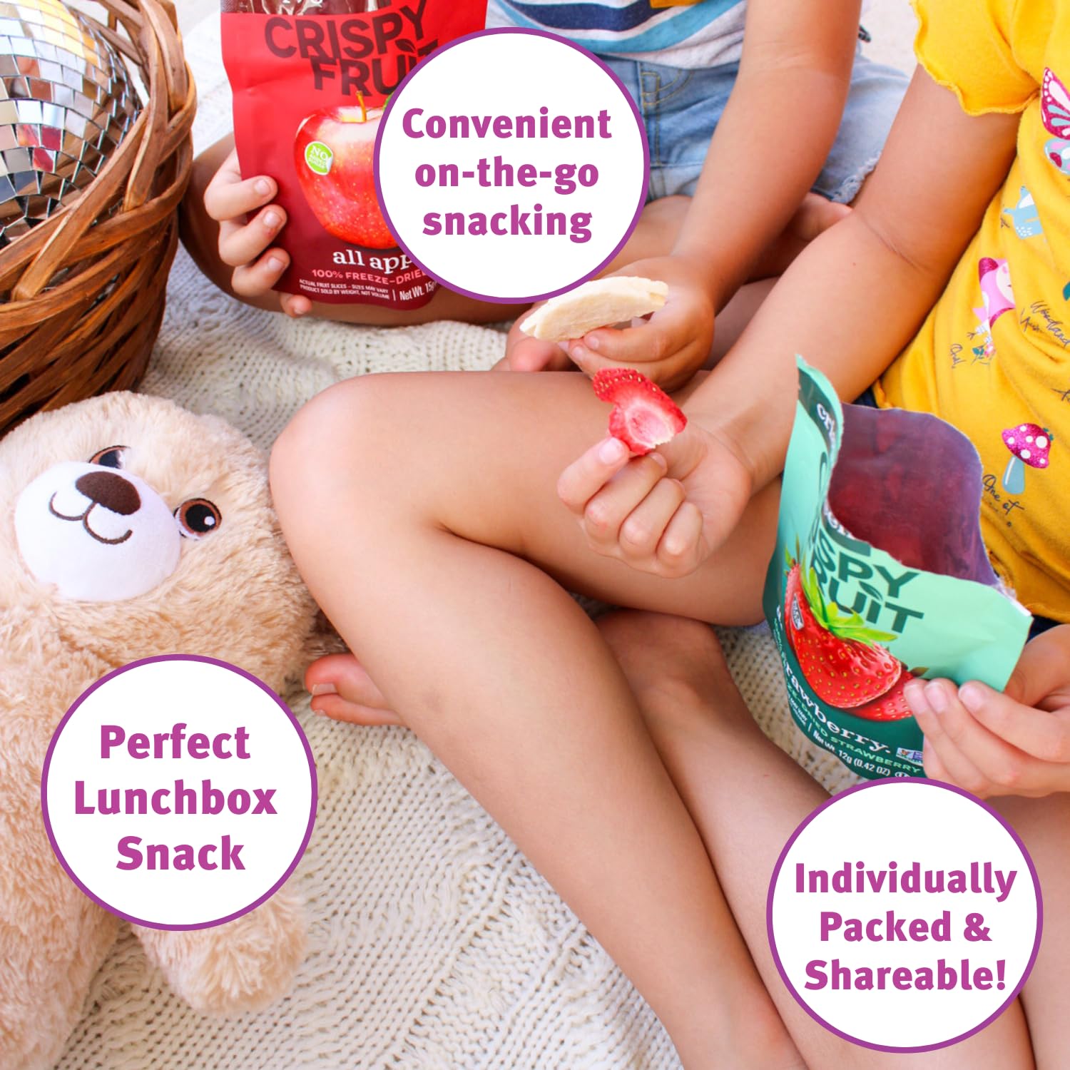 Crispy Green Strawberry freeze-dried fruit snacks bag for a fruity crunch