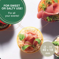 CROC'IN mini tart shells used as dessert cups with fillings