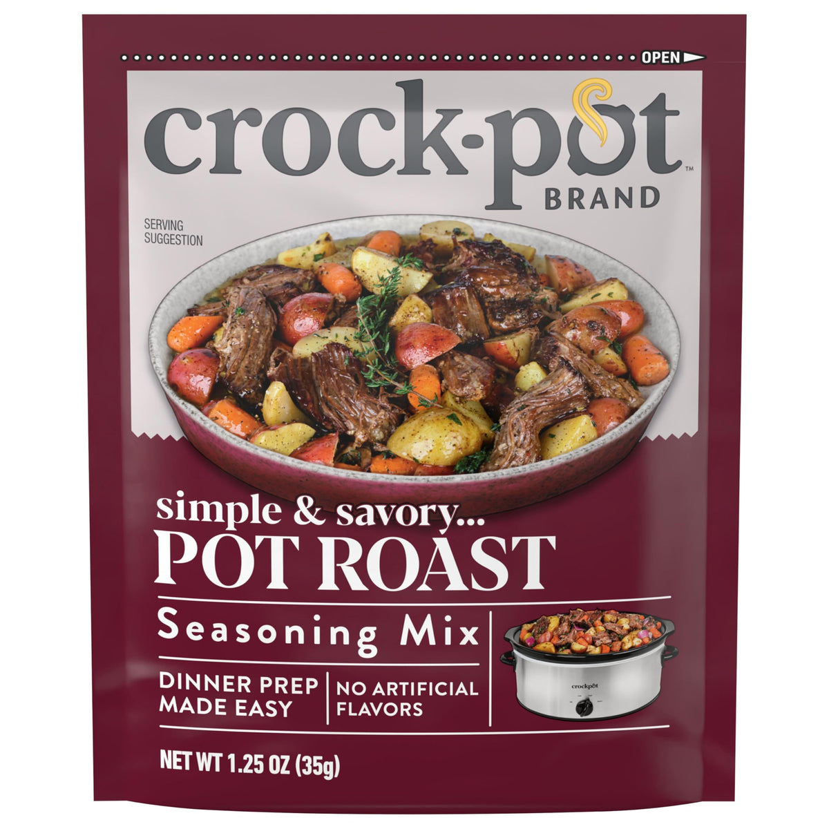 Crock-Pot Pot Roast Seasoning Mix pack-shot for easy dinner prep