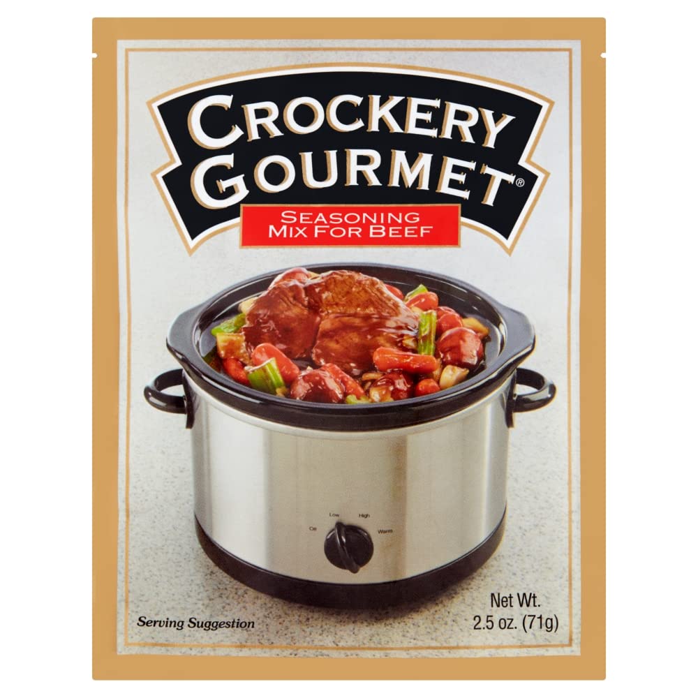 Crockery Gourmet beef flavor powder in packaging ready to season dishes.