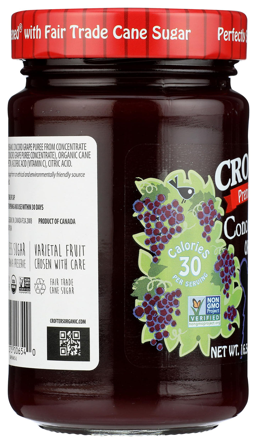 Pantry shelf featuring Crofters Organic Concord Grape Spread jar.