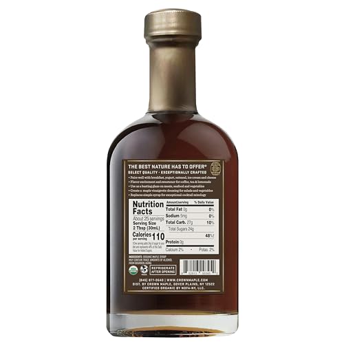 Crown Maple syrup aged in bourbon barrels with smoky oak notes.