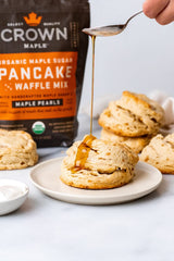 Crown Maple pancakes in pan demonstrate quick, flavorful breakfast option