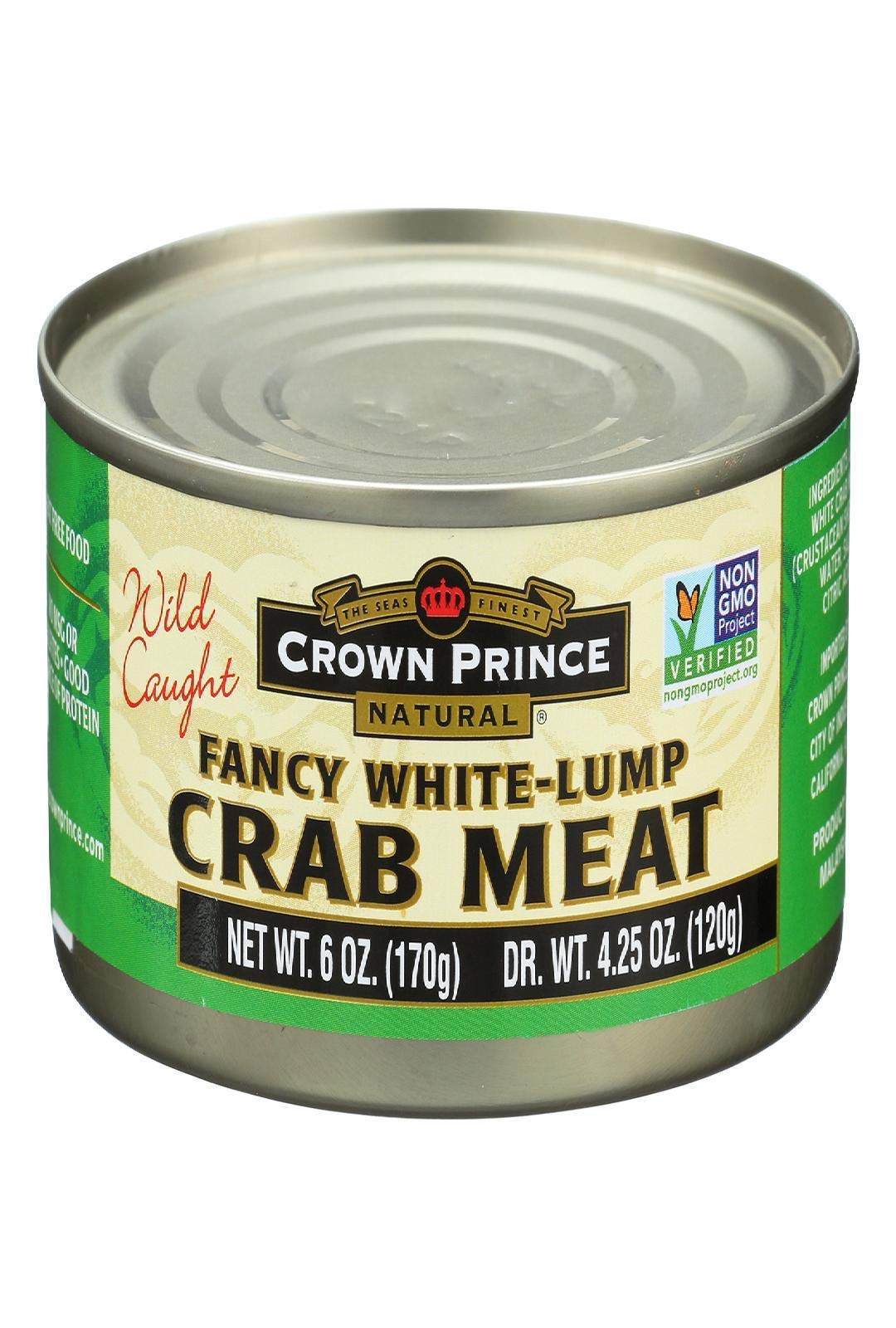 Crown Prince white lump crab meat 6 oz ready for salads and seafood dishes.