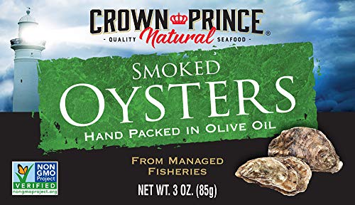 Open pull-top lid on Crown Prince oyster can for easy access.