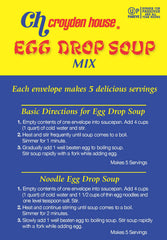Croyden House Egg Drop Soup Mix envelopes inside showcase convenient portions.