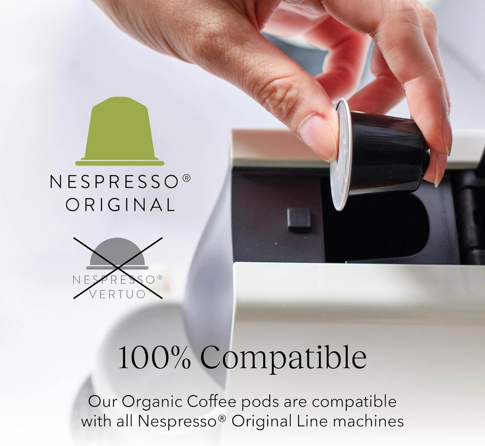 Cru Kafe Half Caff capsules in cup ready for a smooth espresso