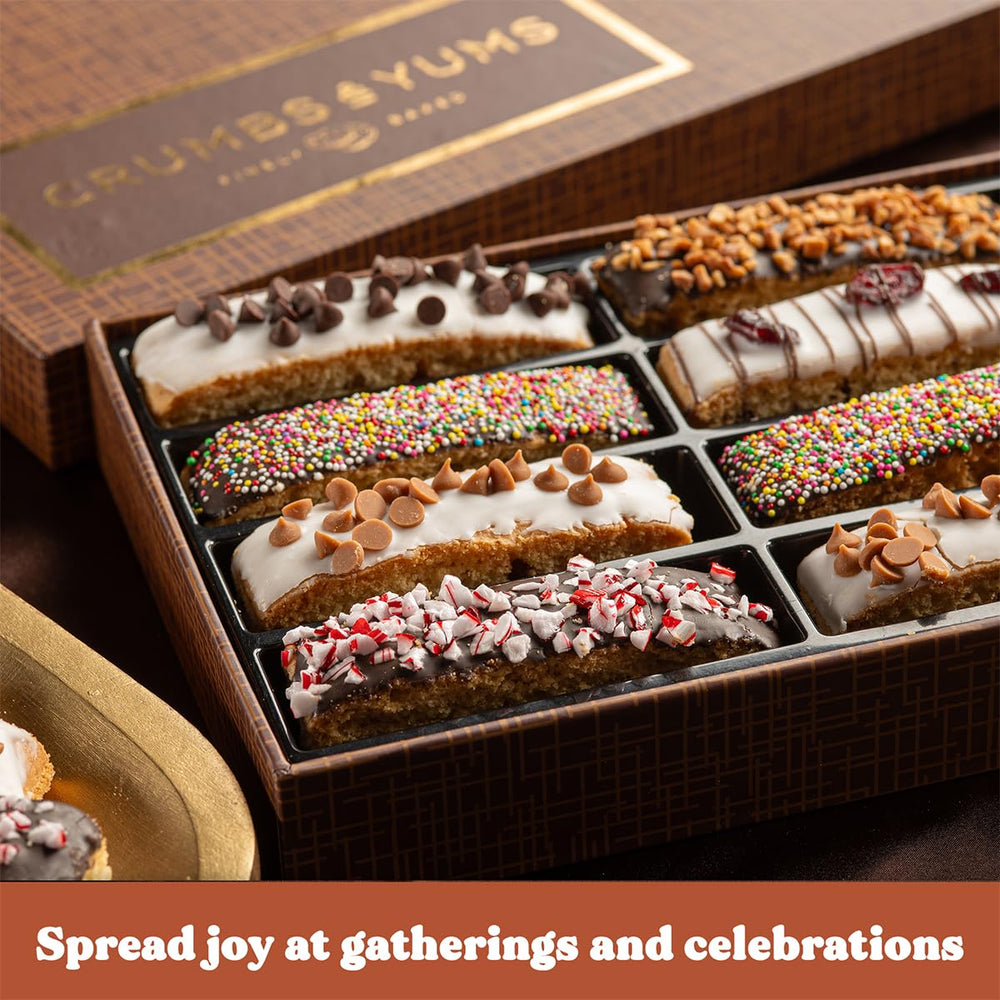 CRUMBS & YUMS brown basket packaging elegant holiday presentation