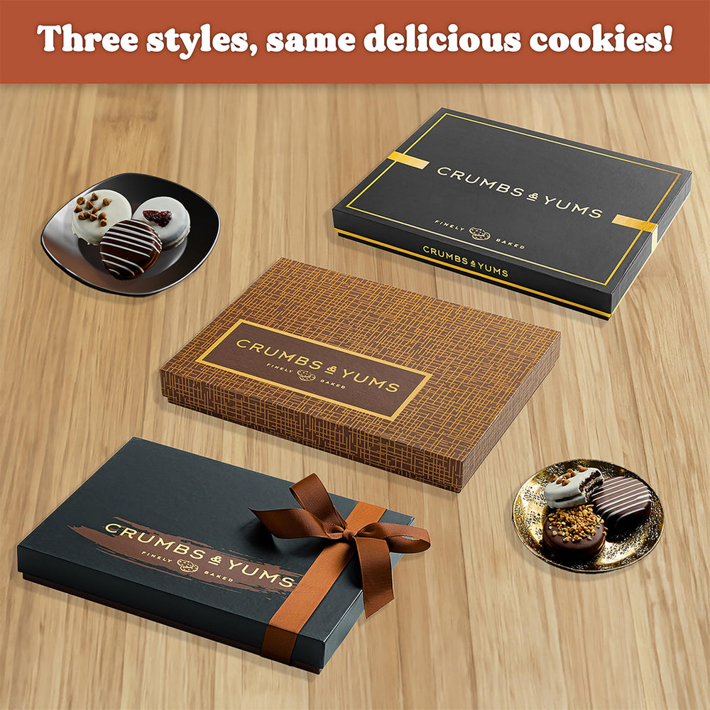 CRUMBS & YUMS chocolate chip cookie with smooth chocolate glaze.