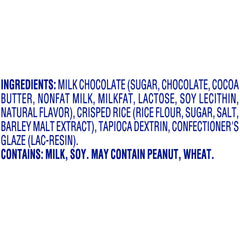 Crunch Buncha milk chocolate coating detail reveals smooth, creamy bite.