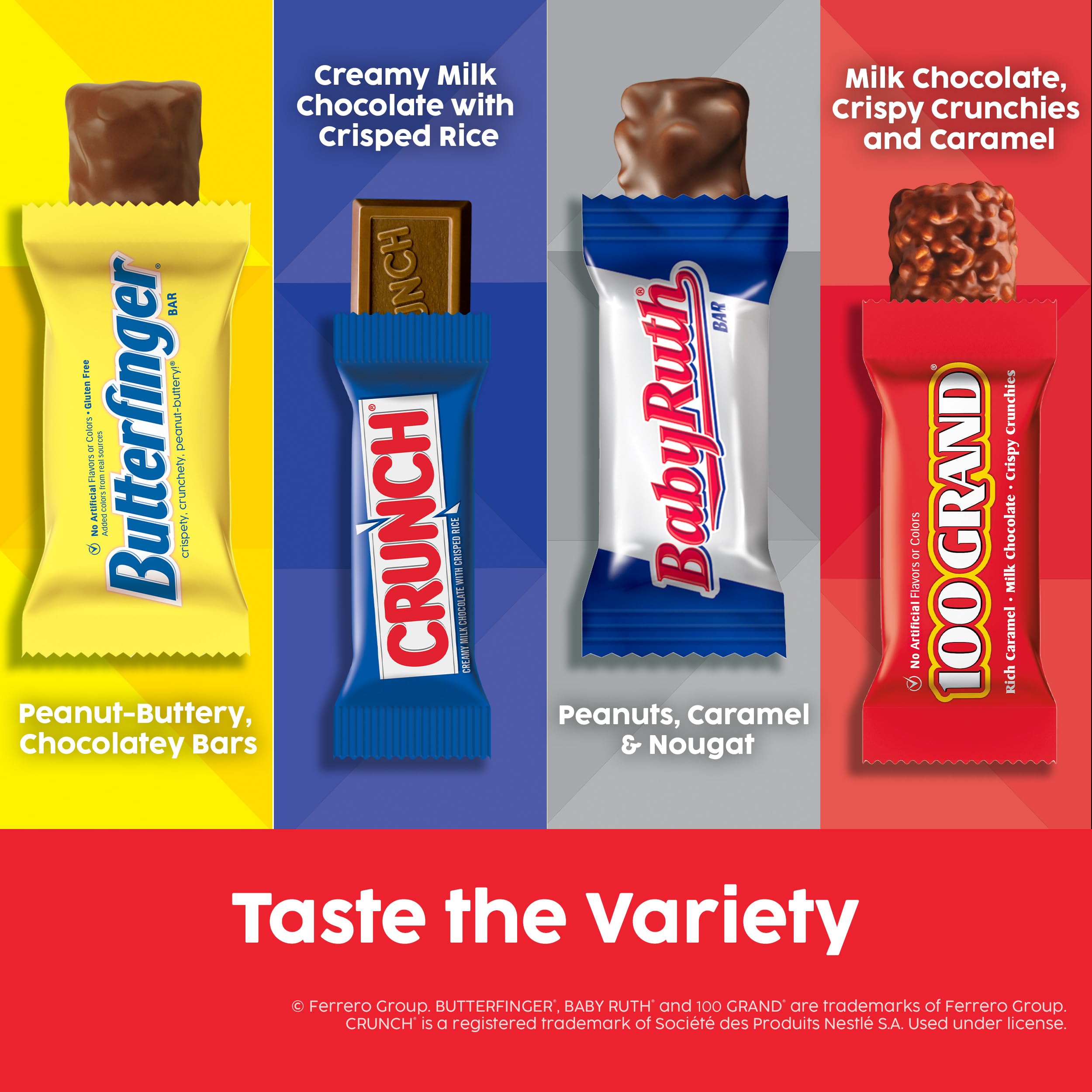 Baby Ruth caramel-nougat bars close-up, great for sharing at parties.