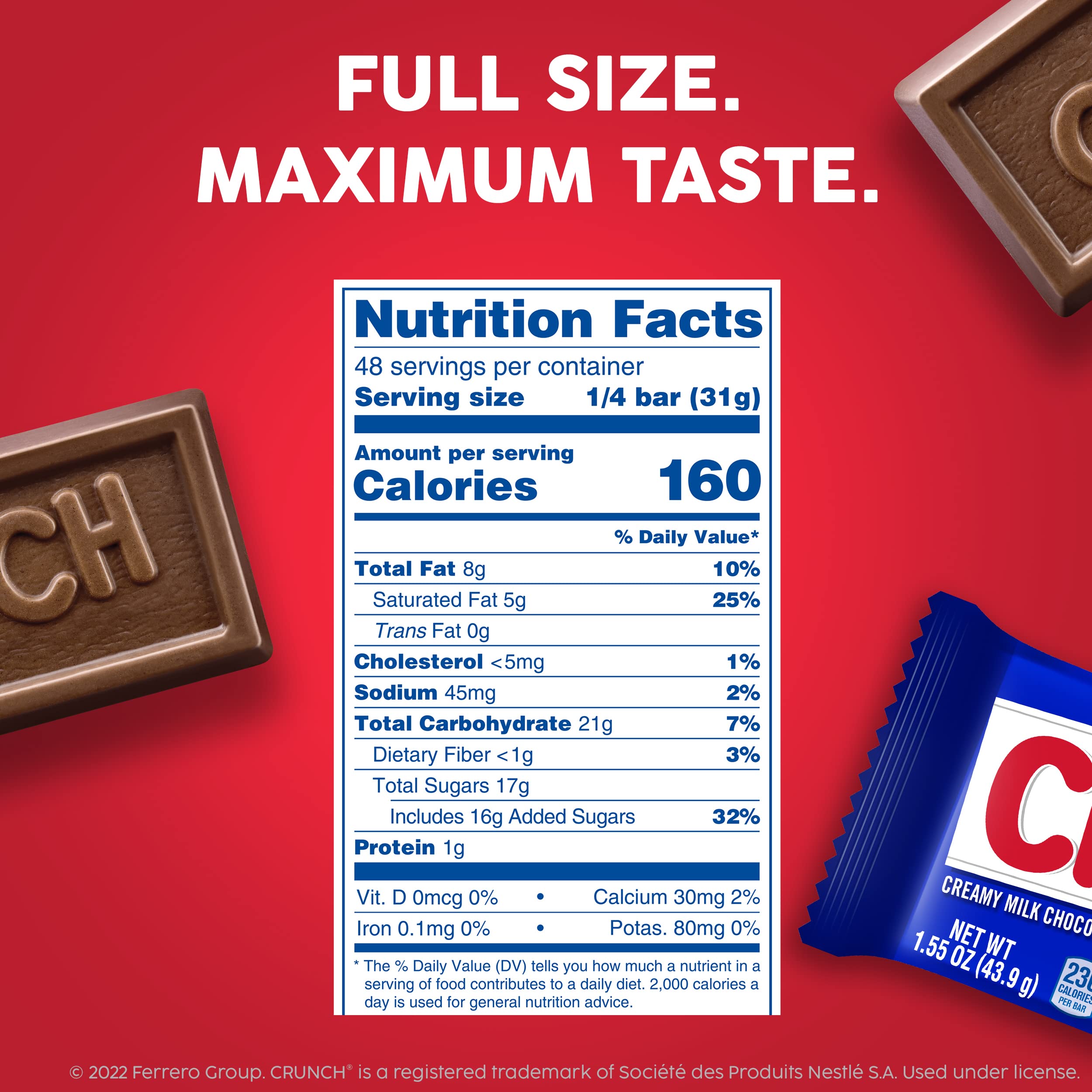 Crunch Giant Bar 4.4oz bar emphasizes generous serving size