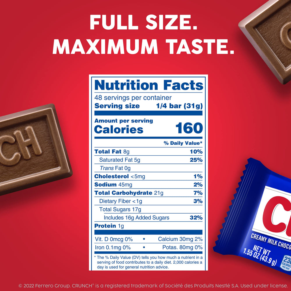 Crunch Giant Bar 4.4oz bar emphasizes generous serving size