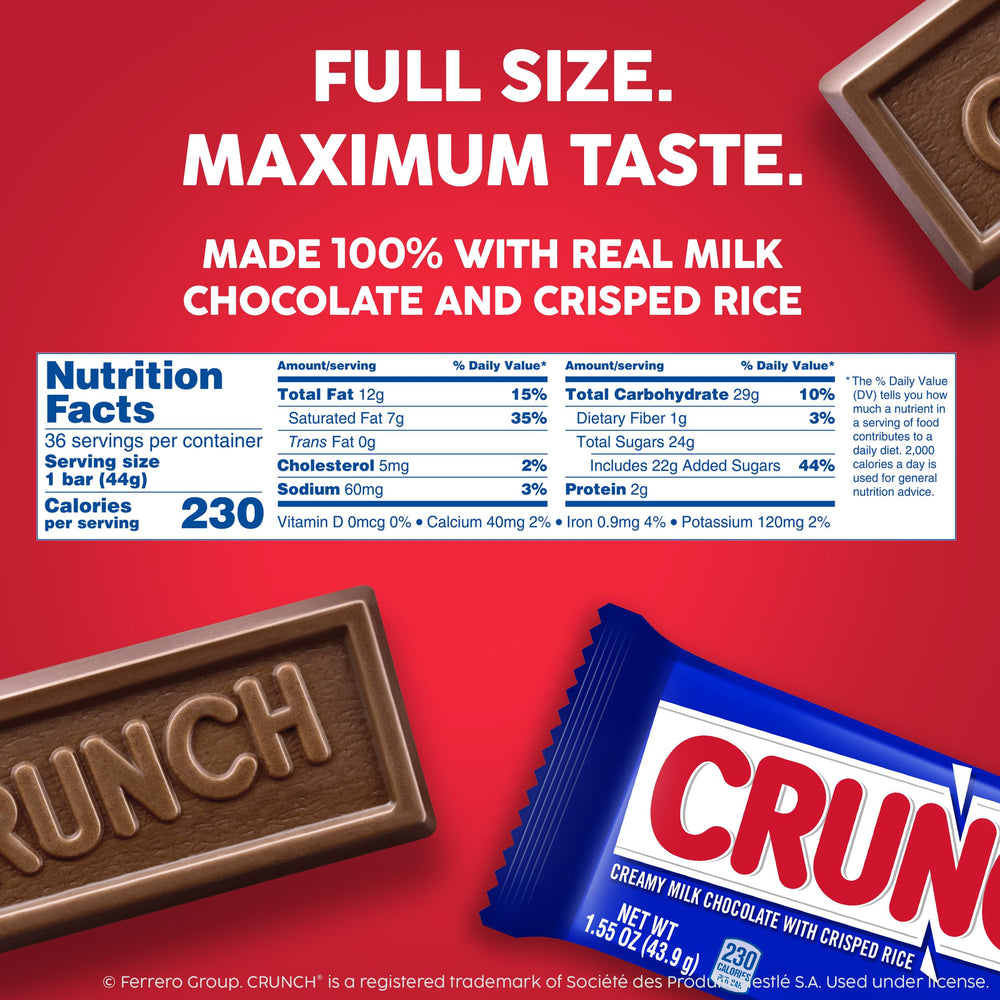 Crunch milk chocolate crisped rice closeup; shows creamy texture and crunchy bite.