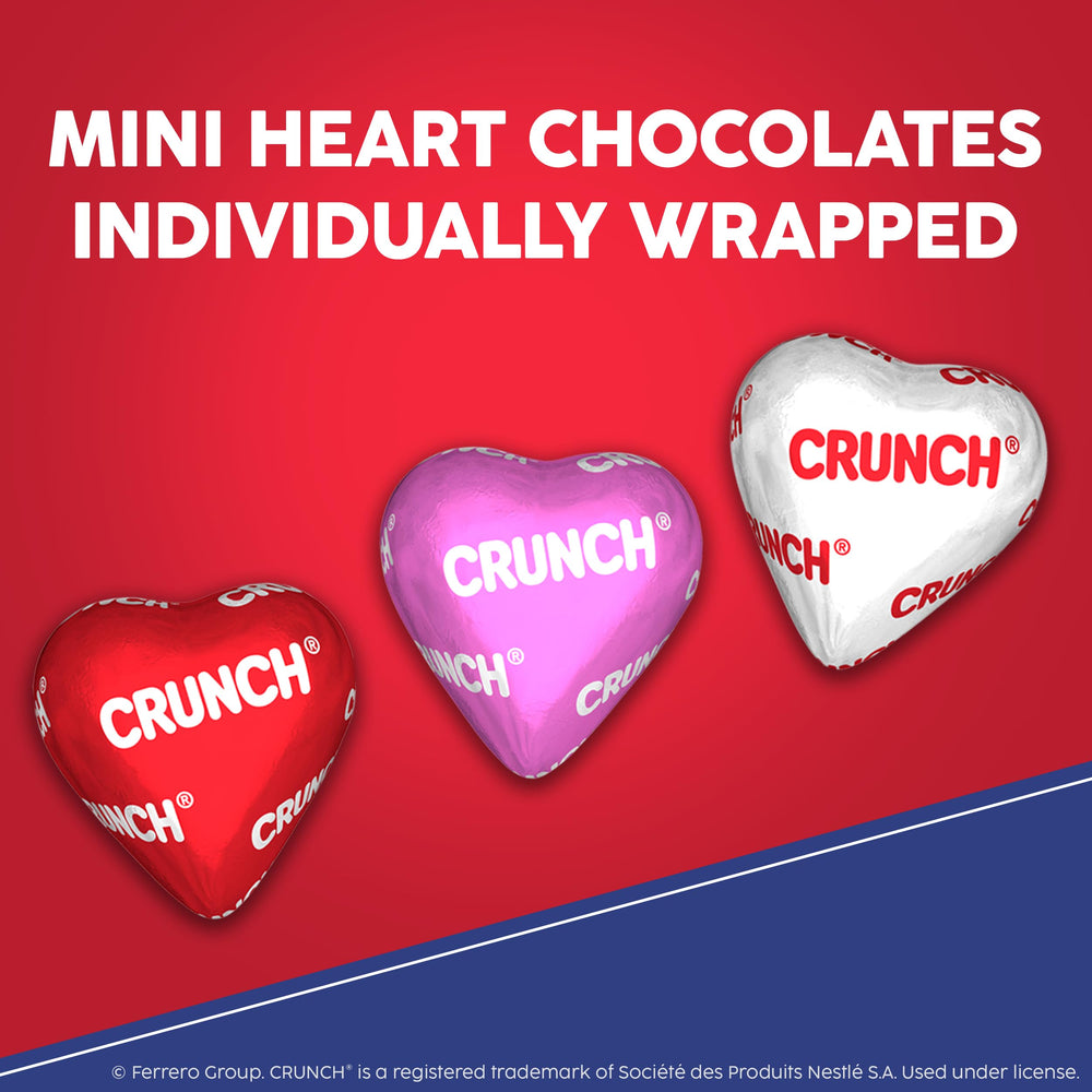 CRUNCH milk chocolate hearts ready to serve at parties and movie nights.