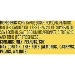 Crunch 'n Munch Caramel Popcorn with Peanuts ingredients label highlighting whole grain popcorn and peanuts.