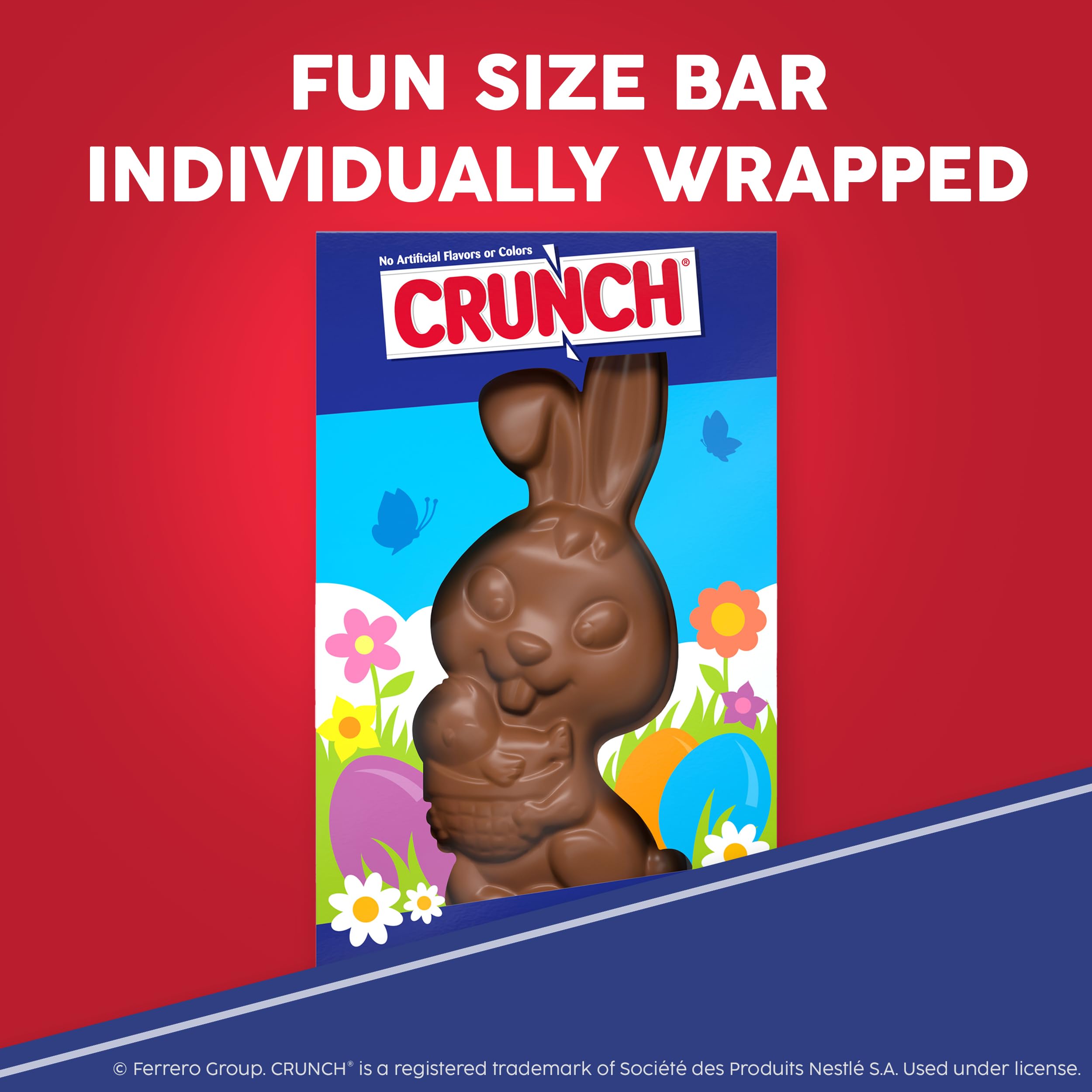 Crunch bunny emphasizes no artificial colors or flavors for quality chocolate.