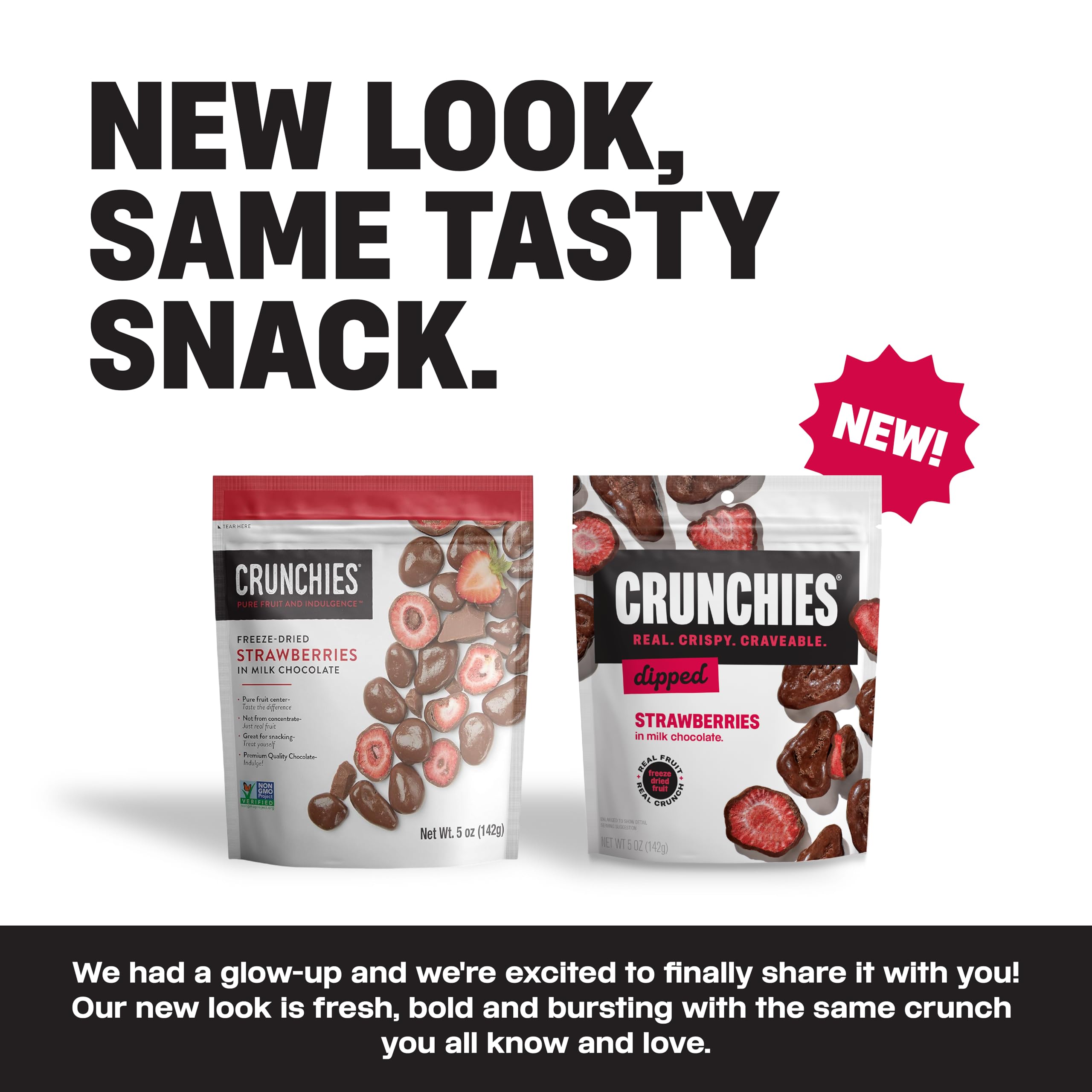 Crunchies strawberries as a desk snack for quick, tasty midday energy.