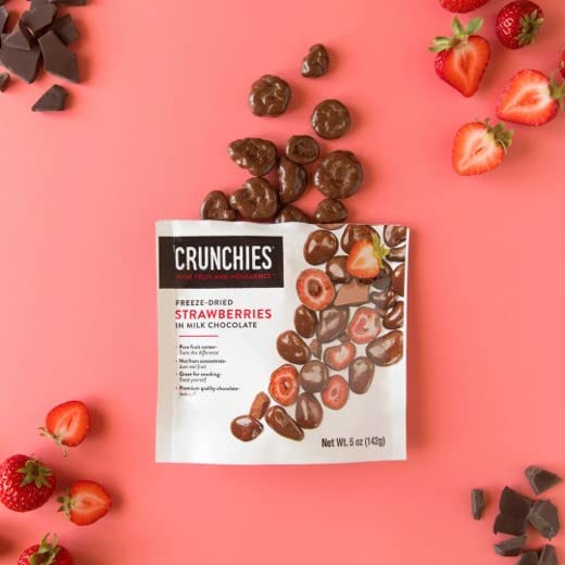 Crunchies strawberries topping smoothie for natural sweetness and crunch.