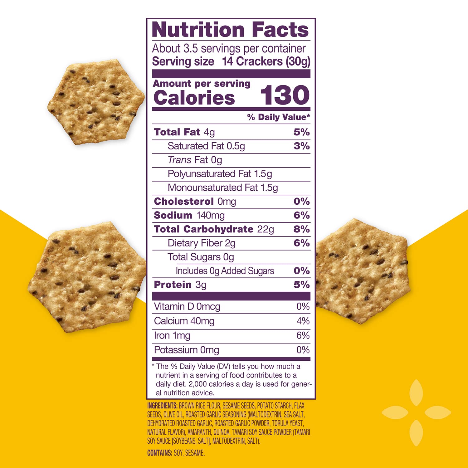 Crunchmaster multi-seed crackers ingredients with sesame, quinoa, flax, and amaranth