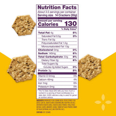 Crunchmaster multi-seed crackers ingredients with sesame, quinoa, flax, and amaranth