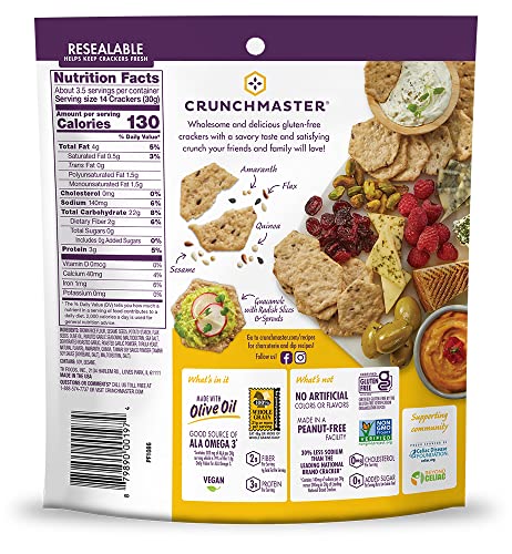 Closeup of Crunchmaster roasted garlic crackers showing crisp texture