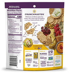 Closeup of Crunchmaster roasted garlic crackers showing crisp texture