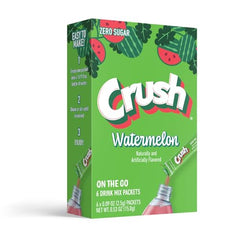 Crush glass with dissolved watermelon drink showing vivid color