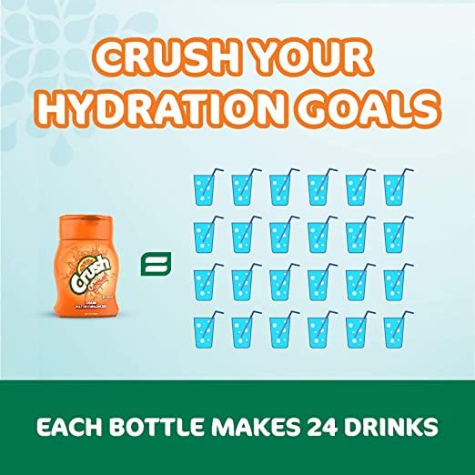 Crush liquid water enhancer poured into water for instant flavor.