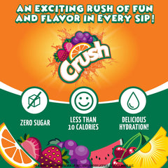 Crush powder dissolving in water for quick, sugar-free hydration.