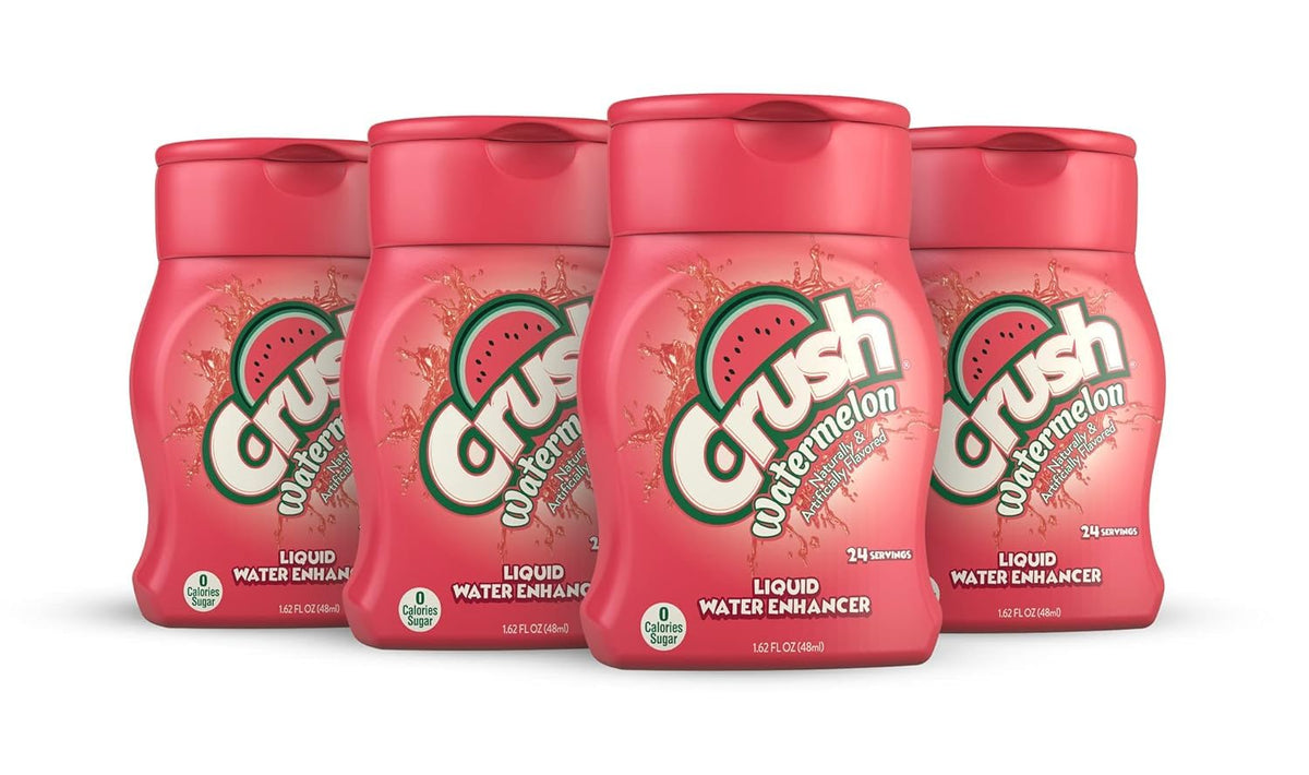 Crush Watermelon Liquid Water Enhancer bottle for flavorful hydration on the go.