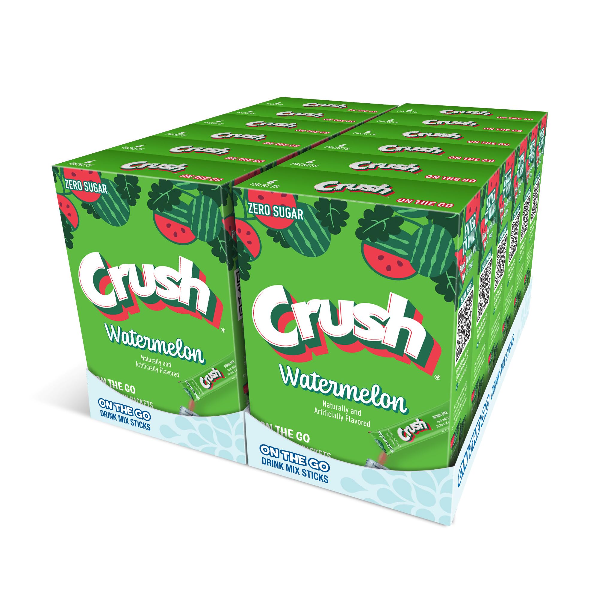 Crush Watermelon powder drink mix in a 72-stick pack for sugar-free hydration