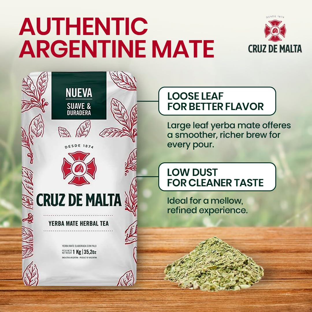CRUZ DE MALTA low-dust yerba mate for clean, clear infusions.