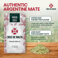CRUZ DE MALTA low-dust yerba mate for clean, clear infusions.