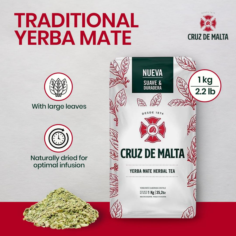 CRUZ DE MALTA US packaging shows convenient 1kg supply for home or cafe use.